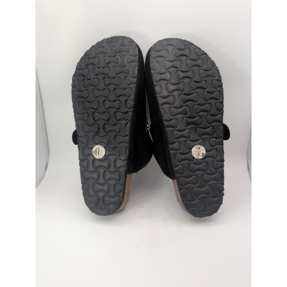 Black Skeleton Embroidered Clogs Fuzzy Soft Black Interior Women's 7 Halloween - Picture 7 of 9